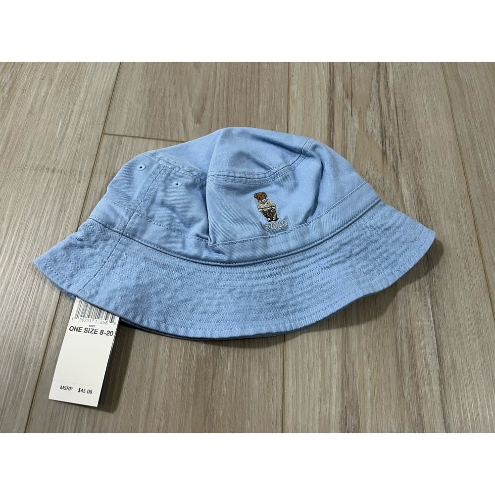 Polo Ralph Lauren Big Boy Polo Bear Cotton Twill Bucket Hat Sz 8-20..